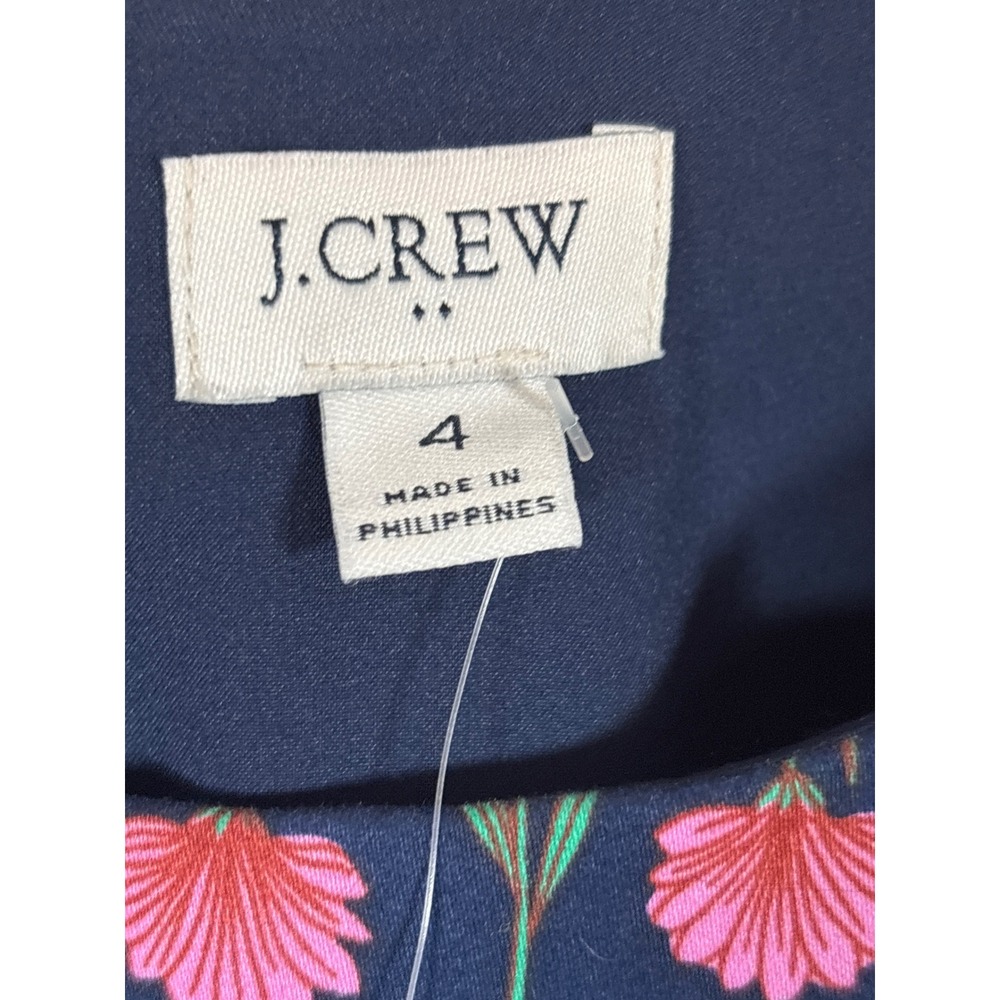 J.Crew Women Navy Blue Pink Floral Carnation Mini Sheath Dress BO666 Size 4 NWT - Picture 3 of 7